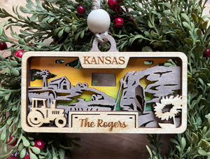 Kansas License Plate Ornament