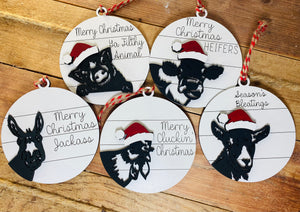 Merry Christmas Barnyard Ornaments