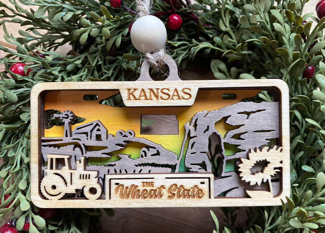Kansas License Plate Ornament