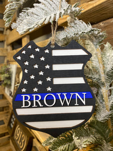 Thin Red Line Firefighter/Thin Blue Line Police Ornaments